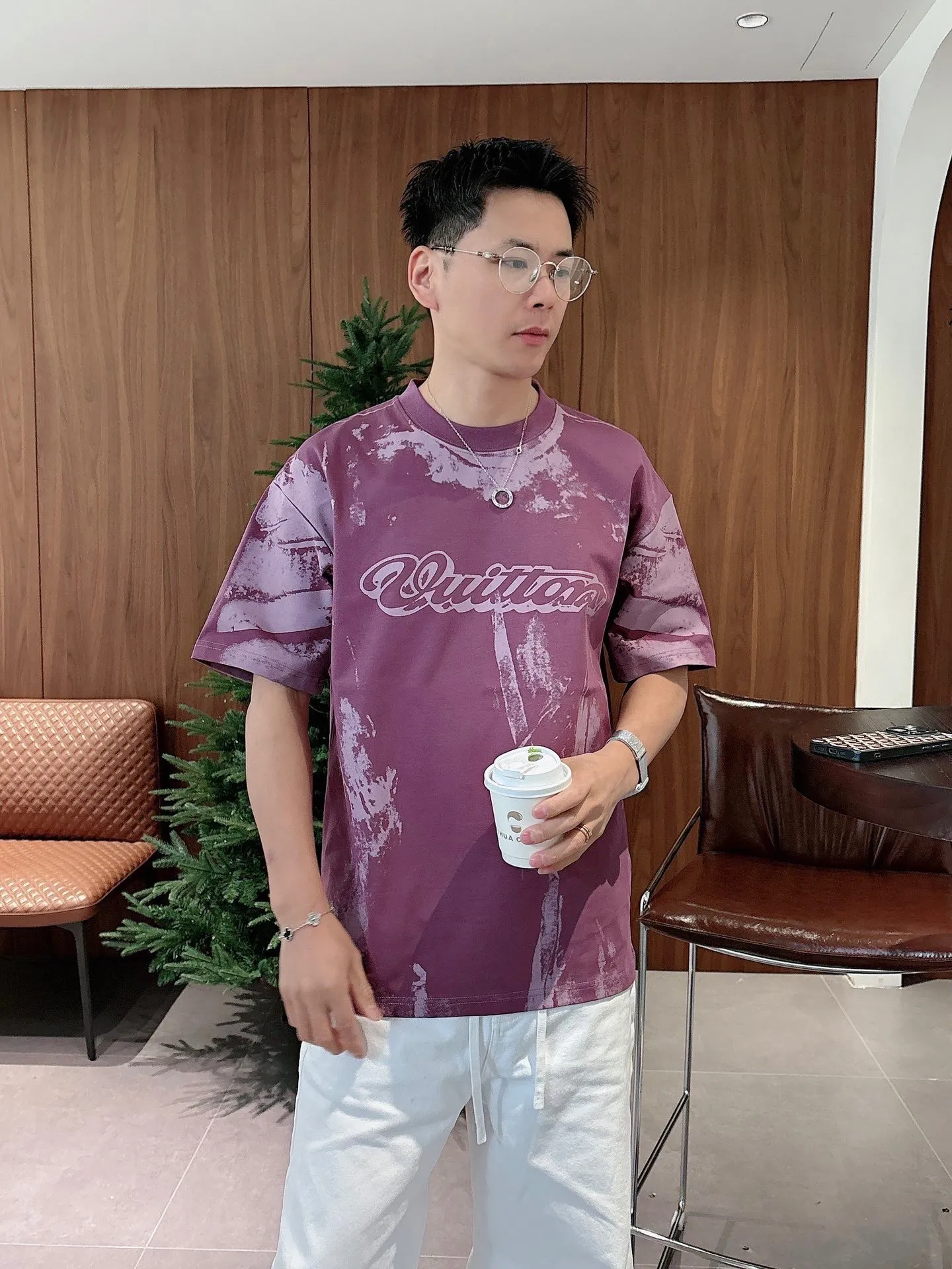 Louis Vuitton/Louis Vuitton optical illusion tie-dye printed short sleeves